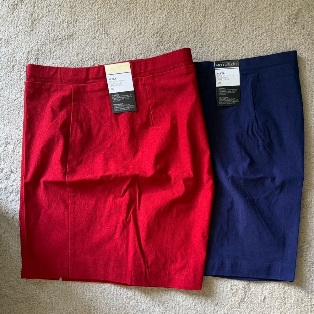ADDITION ELLE - MICHEL STUDIO - 2 PAIR BUNDLE - Red  & Indigo Alexa City Shorts